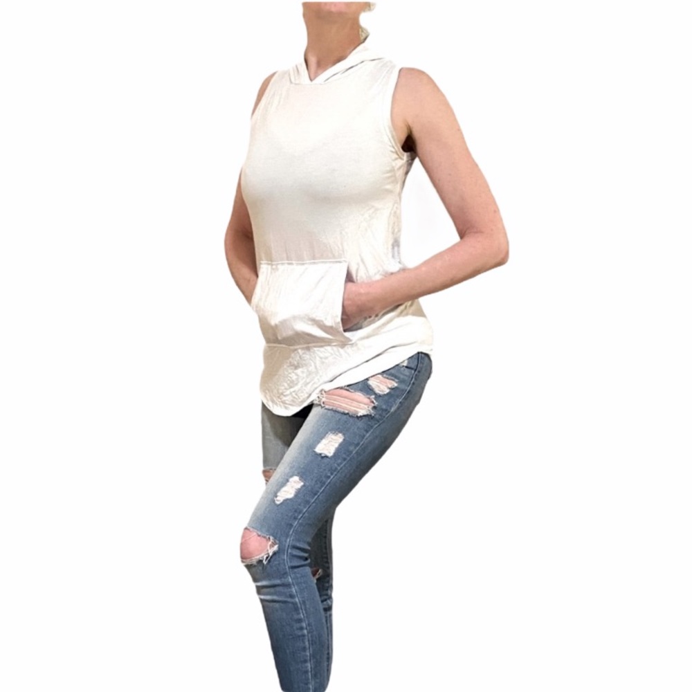 Susana Monaco white hoodie tank top shirt small